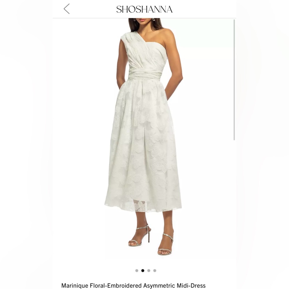 SHOSHANNA Marinique Floral-Embroidered Asymmetric Midi-Dress
